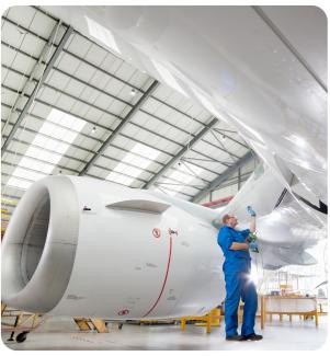 Aerospace engineer at a turbine